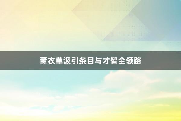 薰衣草汲引条目与才智全领路